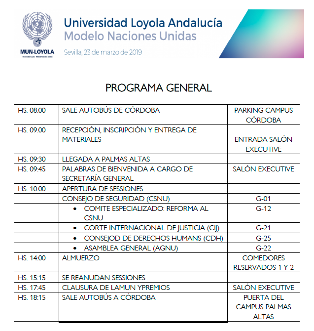 Universidad Loyola Andalucía Modelo Naciones Unidas (LOYOLA-MNU) - Más...